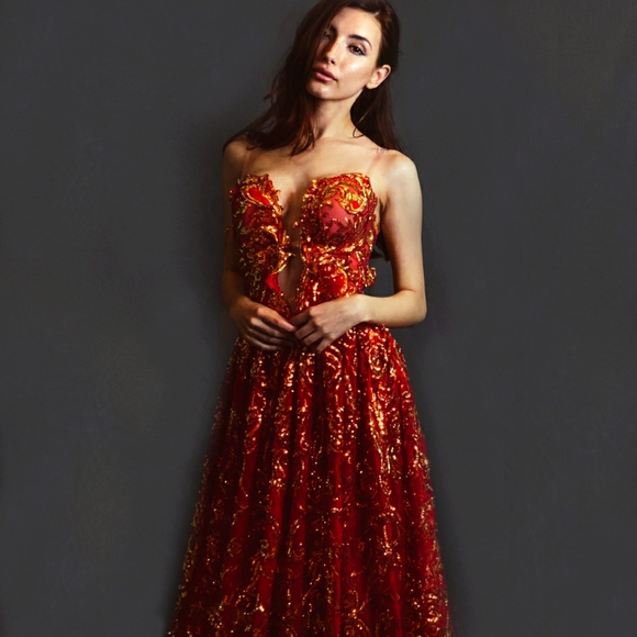 CHARLOTTE Lehenga Saree Inspired Wedding Gown Set - Picture 1 of 11